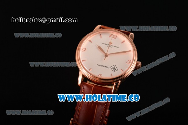 Vacheron Constantin Patrimony Miyota 9015 Automatic Rose Gold Case with White Dial and Arabic Numeral/Stick Markers - Click Image to Close